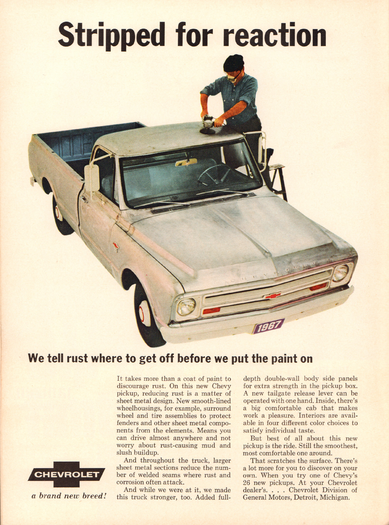 1967 Chevrolet Pickup Truck Advertisement Newsweek May 15 1967. via SenseiAlan
